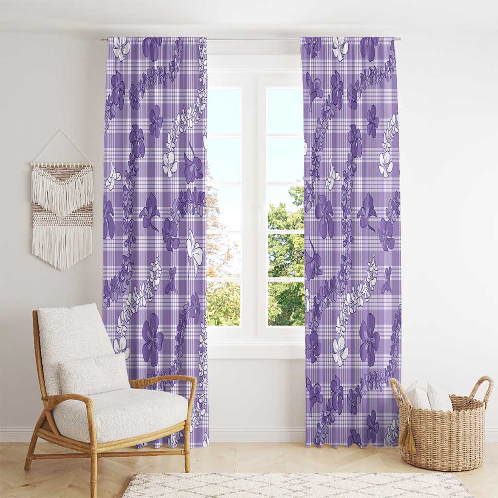 Poni Aloha Hawaii Window Curtain Plumeria Lei With Palaka Motif LT14 - Polynesian Pride