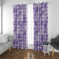 Poni Aloha Hawaii Window Curtain Plumeria Lei With Palaka Motif LT14 With Grommets Purple - Polynesian Pride