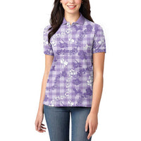 Poni Aloha Hawaii Women Polo Shirt Plumeria Lei With Palaka Motif - Polynesian Pride