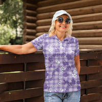 Poni Aloha Hawaii Women Polo Shirt Plumeria Lei With Palaka Motif - Polynesian Pride