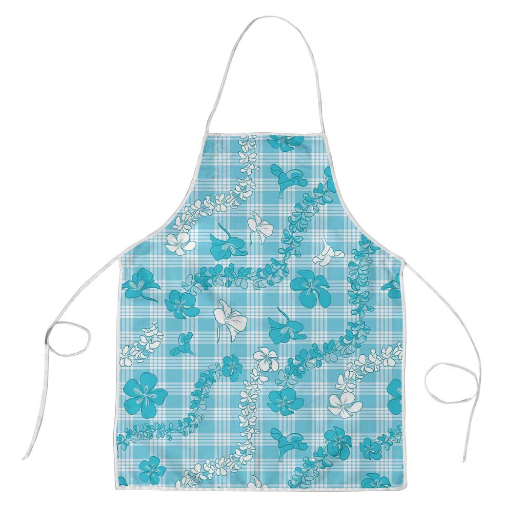 Polu Aloha Hawaii Apron Plumeria Lei With Palaka Motif LT14 Blue - Polynesian Pride