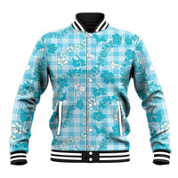 Polu Aloha Hawaii Baseball Jacket Plumeria Lei With Palaka Motif LT14 Unisex Blue - Polynesian Pride
