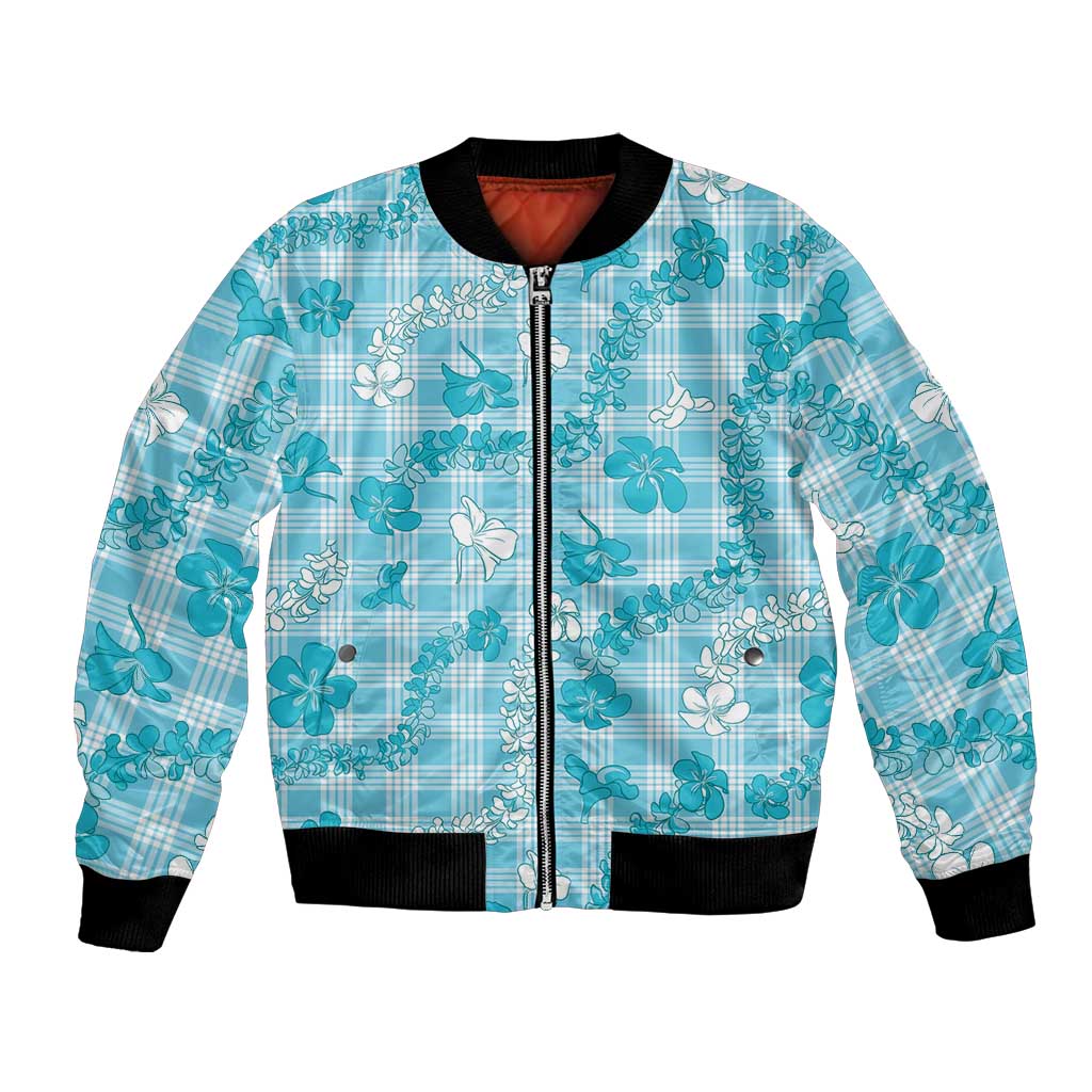 Polu Aloha Hawaii Bomber Jacket Plumeria Lei With Palaka Motif - Polynesian Pride