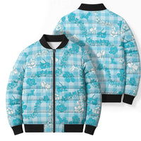 Polu Aloha Hawaii Bomber Puffer Jacket Plumeria Lei With Palaka Motif LT14 - Polynesian Pride