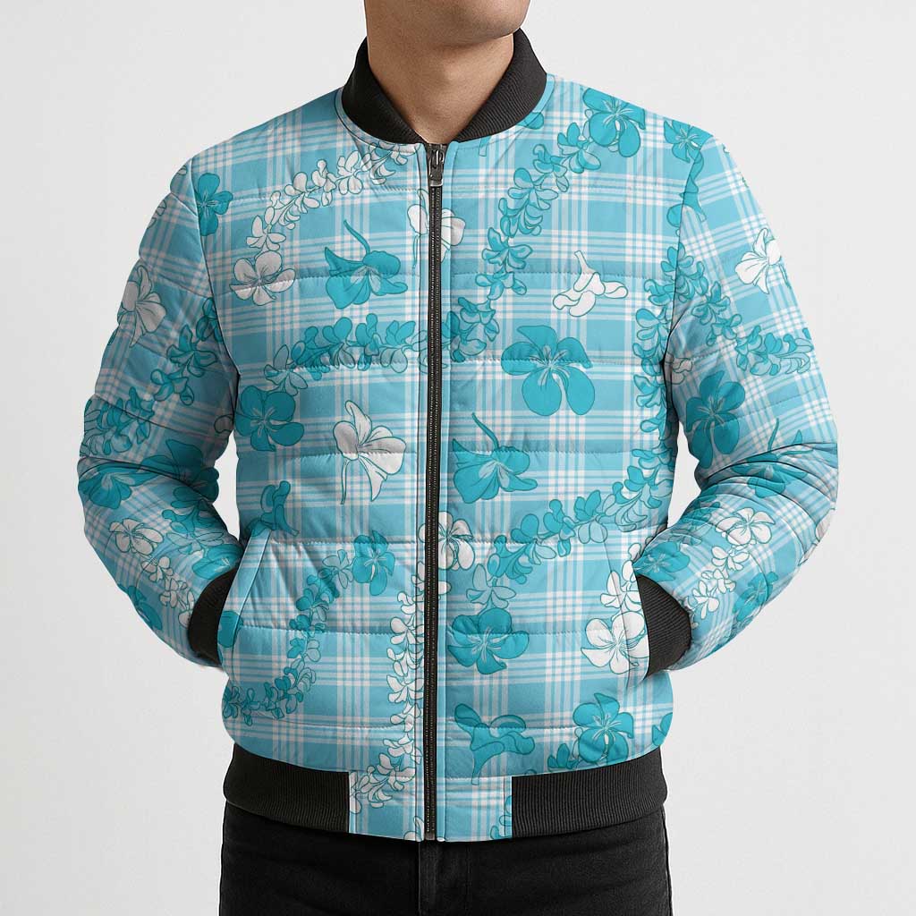 Polu Aloha Hawaii Bomber Puffer Jacket Plumeria Lei With Palaka Motif LT14 - Polynesian Pride