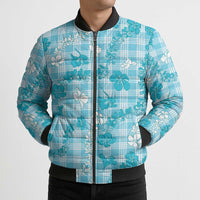 Polu Aloha Hawaii Bomber Puffer Jacket Plumeria Lei With Palaka Motif LT14 - Polynesian Pride