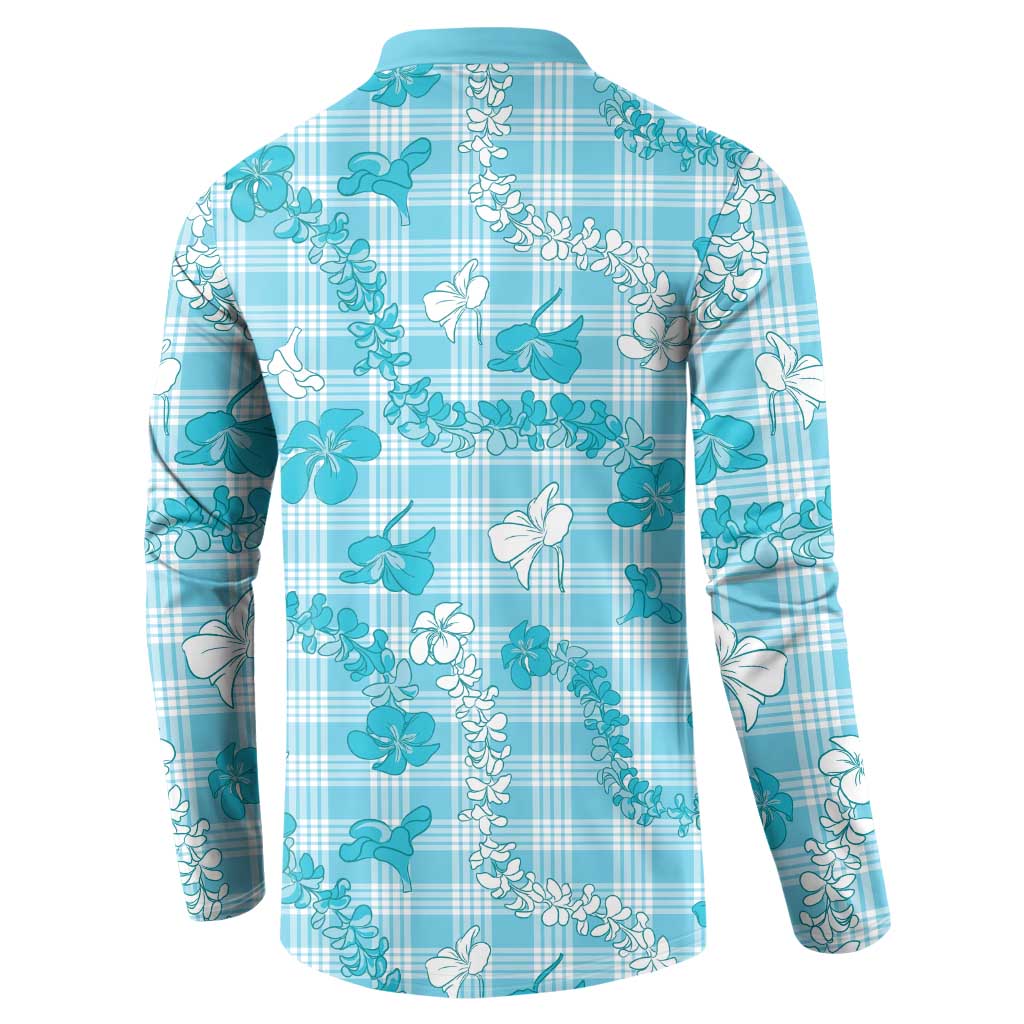 Polu Aloha Hawaii Button Sweatshirt Plumeria Lei With Palaka Motif LT14 - Polynesian Pride