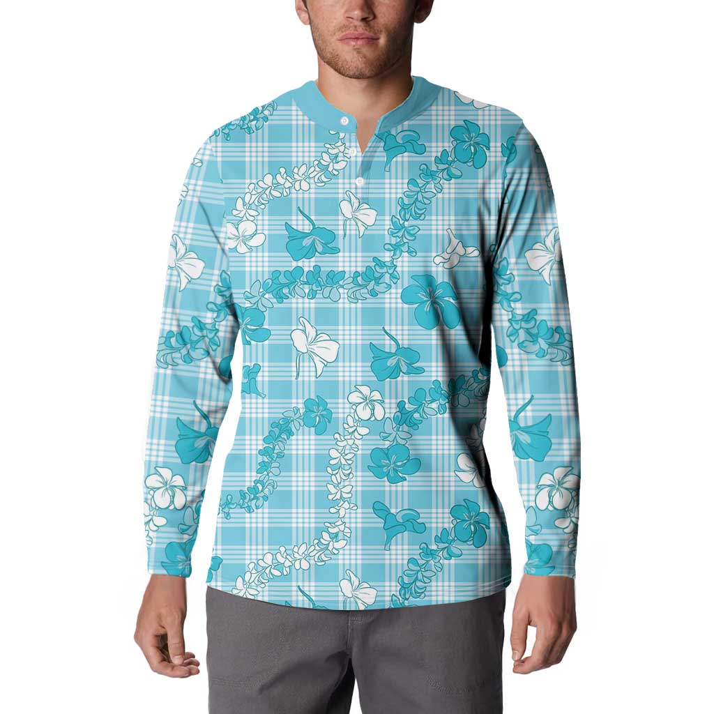 Polu Aloha Hawaii Button Sweatshirt Plumeria Lei With Palaka Motif LT14 - Polynesian Pride