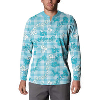 Polu Aloha Hawaii Button Sweatshirt Plumeria Lei With Palaka Motif LT14 - Polynesian Pride