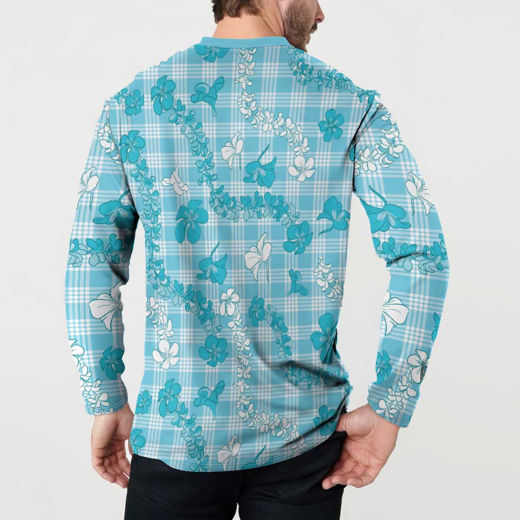 Polu Aloha Hawaii Button Sweatshirt Plumeria Lei With Palaka Motif LT14 - Polynesian Pride