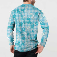 Polu Aloha Hawaii Button Sweatshirt Plumeria Lei With Palaka Motif LT14 - Polynesian Pride