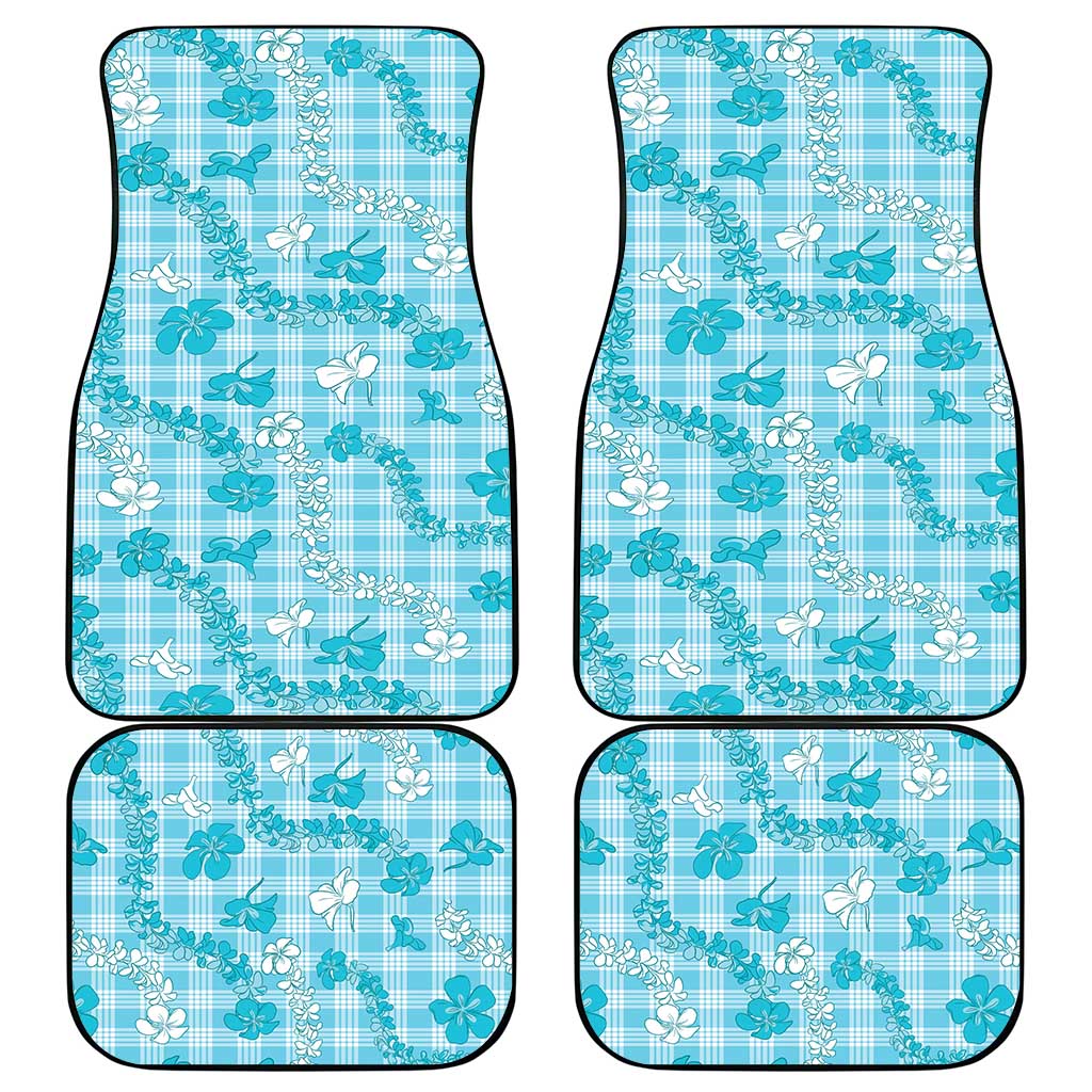 Polu Aloha Hawaii Car Mats Plumeria Lei With Palaka Motif - Polynesian Pride