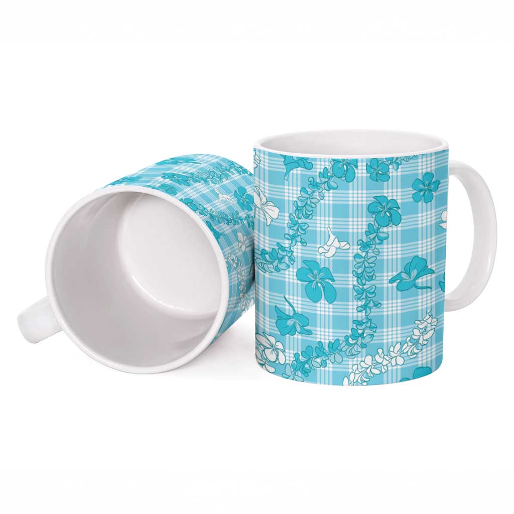Polu Aloha Hawaii Ceramic Mug Plumeria Lei With Palaka Motif - Polynesian Pride