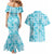Polu Aloha Hawaii Couples Matching Mermaid Dress and Hawaiian Shirt Plumeria Lei With Palaka Motif - Polynesian Pride
