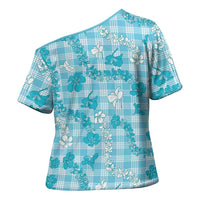 Polu Aloha Hawaii Cross Shoulder Shirt Plumeria Lei With Palaka Motif LT14 - Polynesian Pride