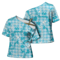 Polu Aloha Hawaii Cross Shoulder Shirt Plumeria Lei With Palaka Motif LT14 - Polynesian Pride
