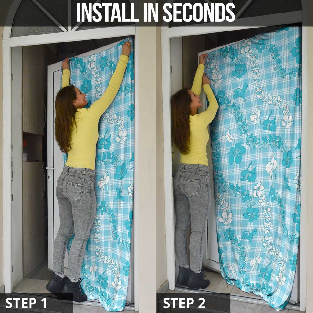 Polu Aloha Hawaii Door Cover Plumeria Lei With Palaka Motif - Polynesian Pride