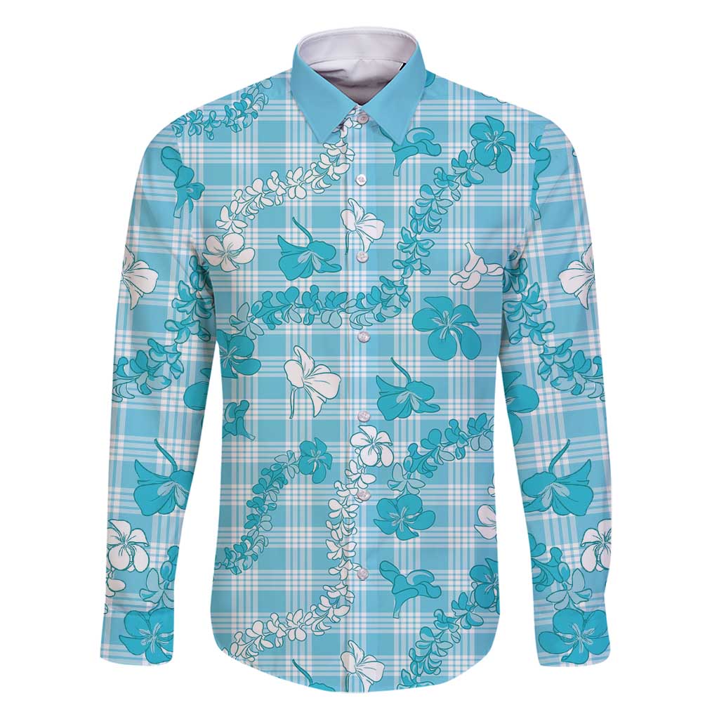 Polu Aloha Hawaii Family Matching Long Sleeve Bodycon Dress and Hawaiian Shirt Plumeria Lei With Palaka Motif - Polynesian Pride