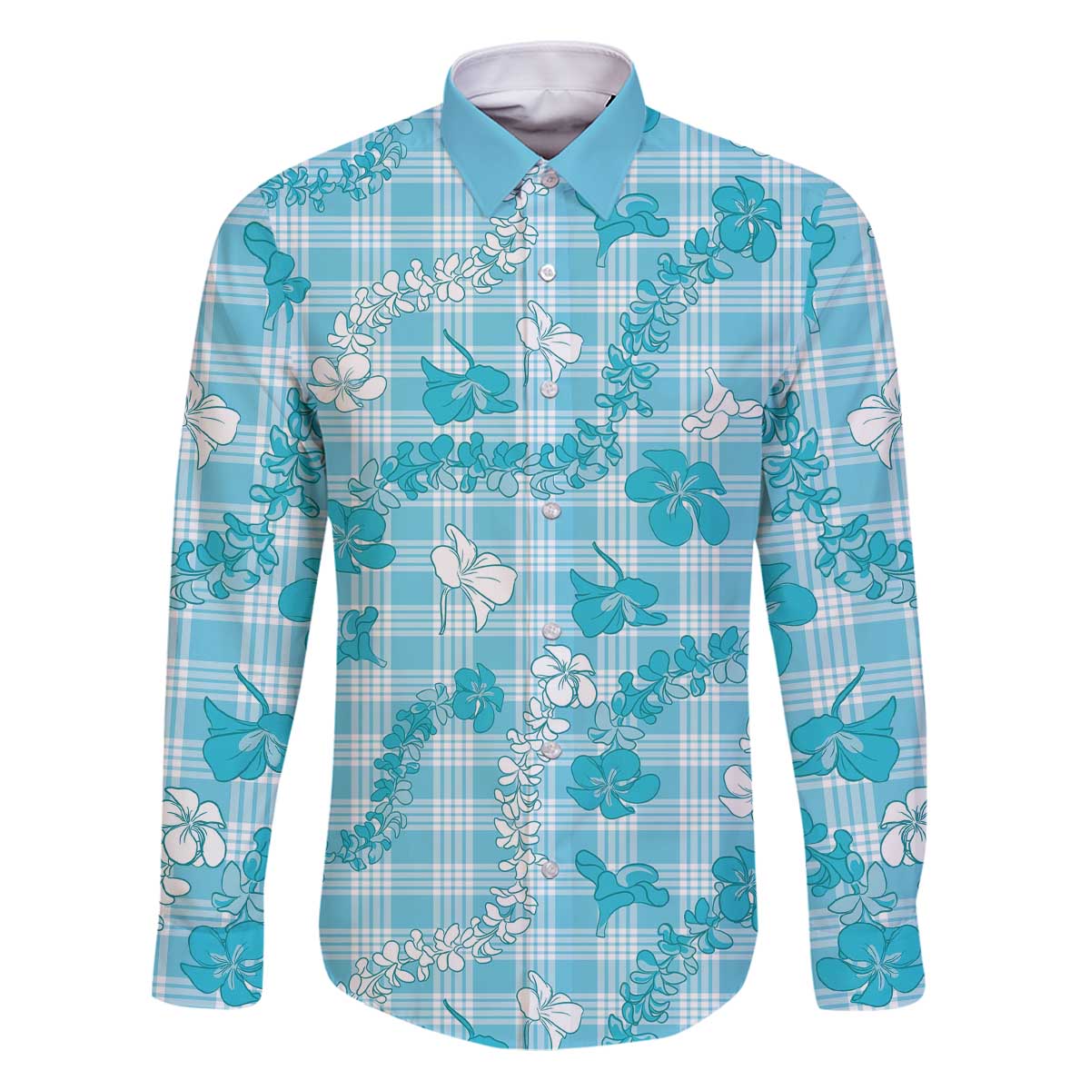 Polu Aloha Hawaii Family Matching Off The Shoulder Long Sleeve Dress and Hawaiian Shirt Plumeria Lei With Palaka Motif - Polynesian Pride