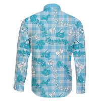 Polu Aloha Hawaii Family Matching Off The Shoulder Long Sleeve Dress and Hawaiian Shirt Plumeria Lei With Palaka Motif - Polynesian Pride