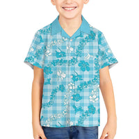 Polu Aloha Hawaii Family Matching Short Sleeve Bodycon Dress and Hawaiian Shirt Plumeria Lei With Palaka Motif - Polynesian Pride