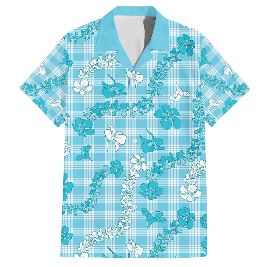 Polu Aloha Hawaii Family Matching Tank Maxi Dress and Hawaiian Shirt Plumeria Lei With Palaka Motif - Polynesian Pride