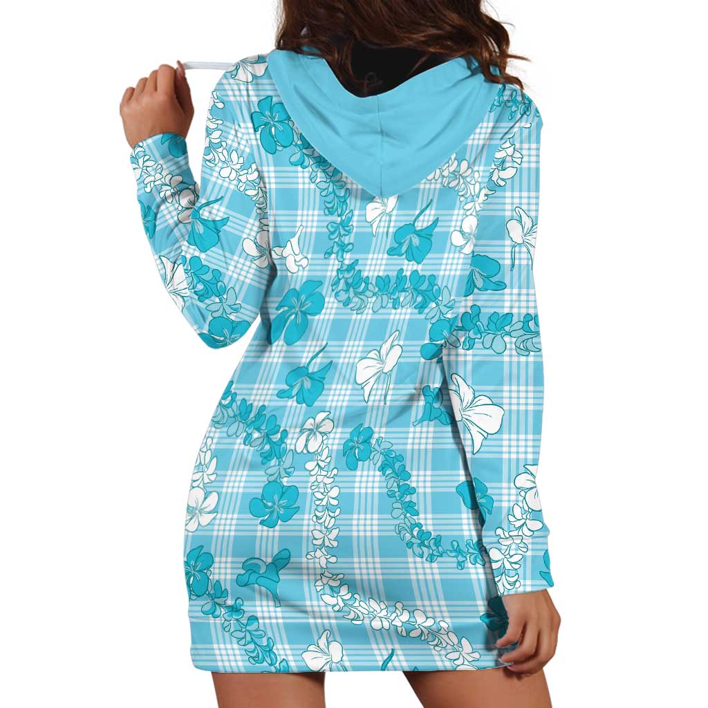 Polu Aloha Hawaii Hoodie Dress Plumeria Lei With Palaka Motif - Polynesian Pride