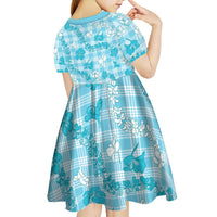 Polu Aloha Hawaii Kid Short Sleeve Dress Plumeria Lei With Palaka Motif - Polynesian Pride