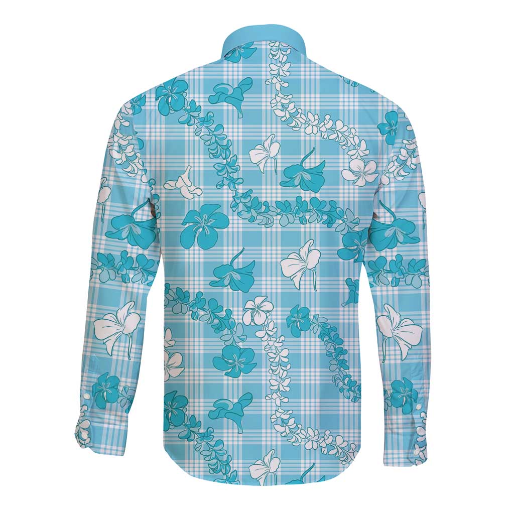 Polu Aloha Hawaii Long Sleeve Button Shirt Plumeria Lei With Palaka Motif LT14 - Polynesian Pride
