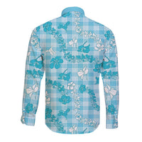 Polu Aloha Hawaii Long Sleeve Button Shirt Plumeria Lei With Palaka Motif LT14 - Polynesian Pride