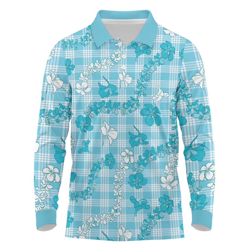 Polu Aloha Hawaii Long Sleeve Polo Shirt Plumeria Lei With Palaka Motif - Polynesian Pride