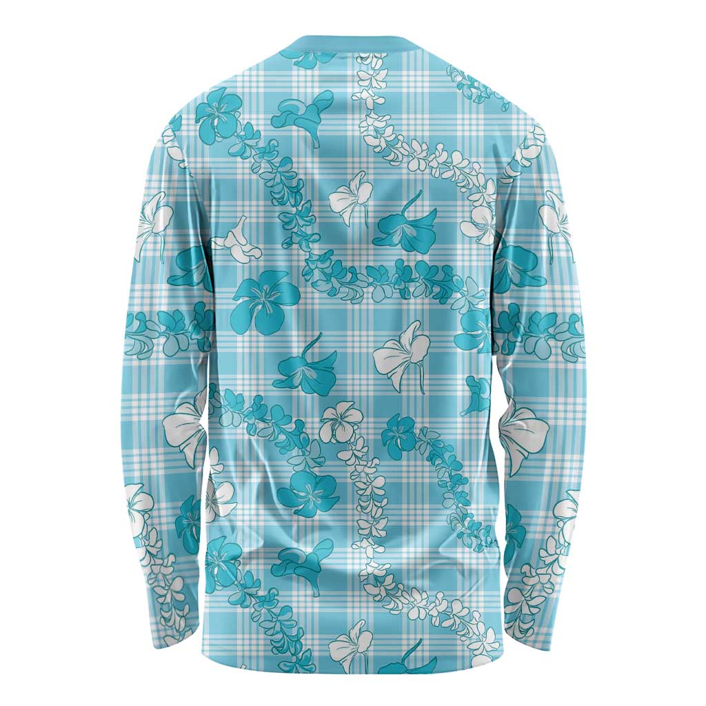 Polu Aloha Hawaii Long Sleeve Shirt Plumeria Lei With Palaka Motif LT14 - Polynesian Pride