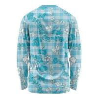 Polu Aloha Hawaii Long Sleeve Shirt Plumeria Lei With Palaka Motif LT14 - Polynesian Pride