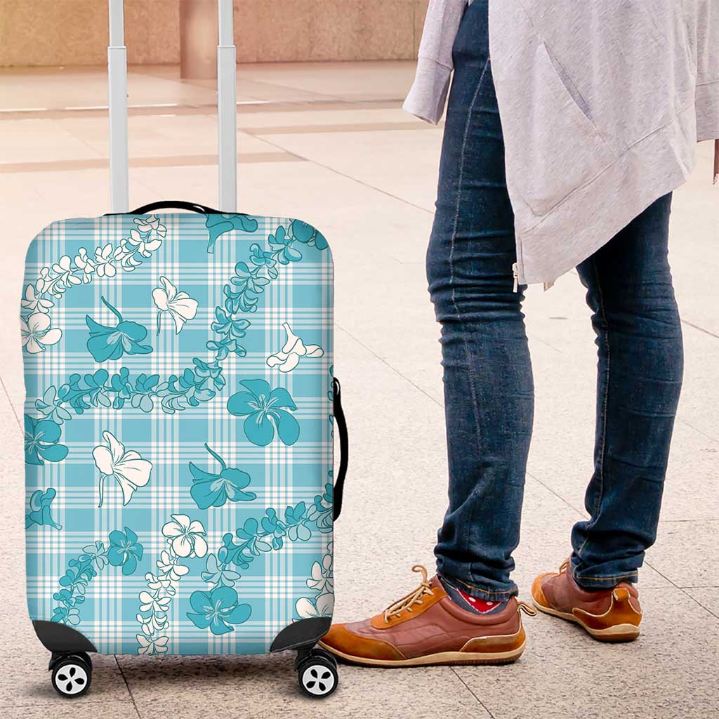 Polu Aloha Hawaii Luggage Cover Plumeria Lei With Palaka Motif - Polynesian Pride