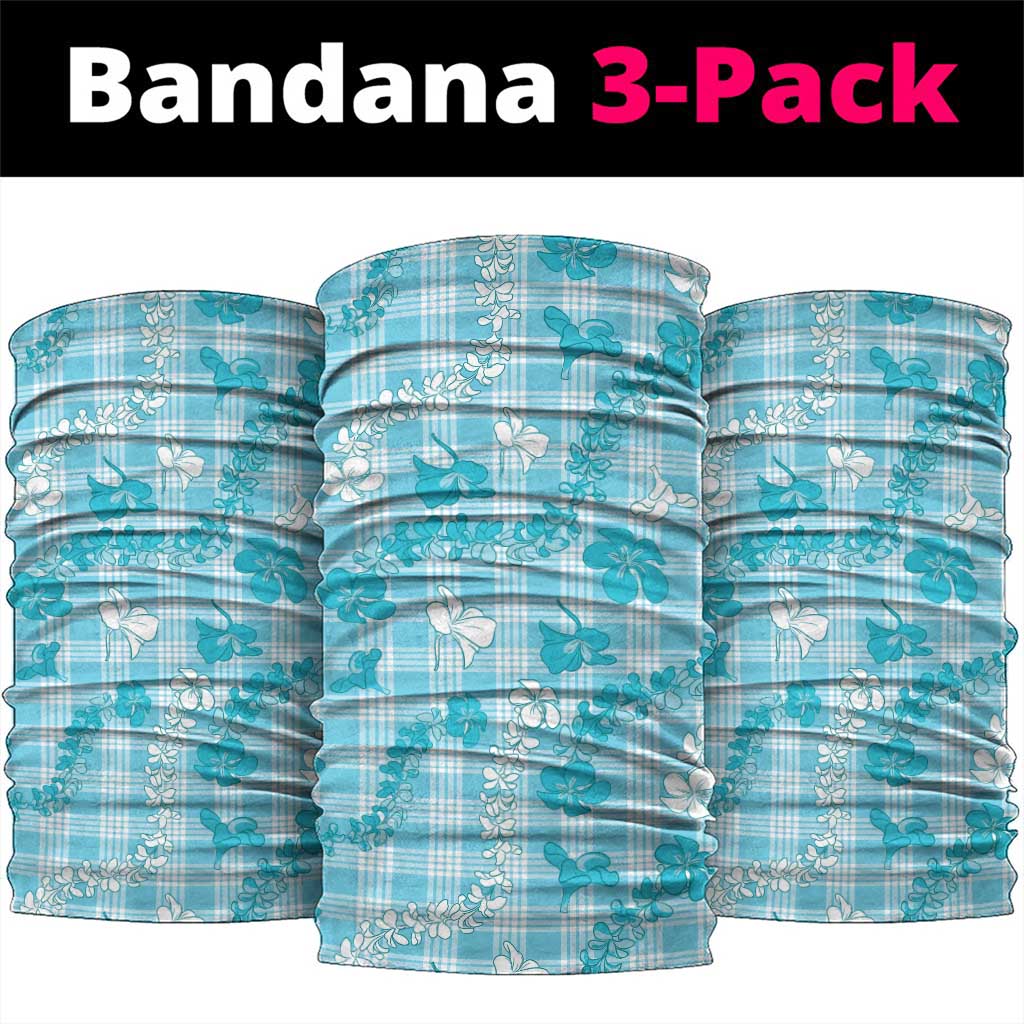 Polu Aloha Hawaii Neck Gaiter Plumeria Lei With Palaka Motif LT14 package One Size: 25*50cm Blue - Polynesian Pride