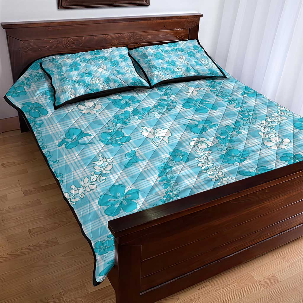 Polu Aloha Hawaii Quilt Bed Set Plumeria Lei With Palaka Motif - Polynesian Pride