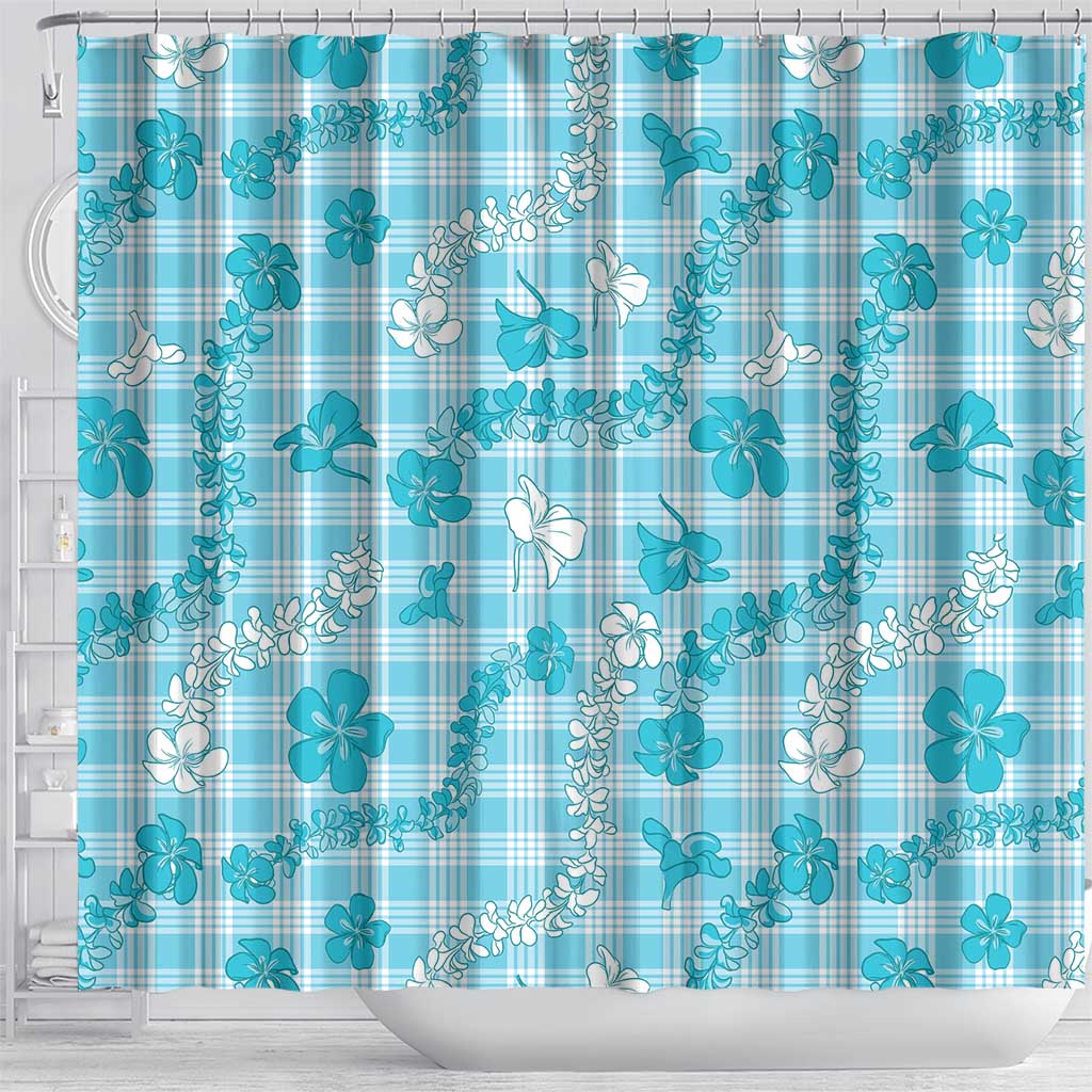 Polu Aloha Hawaii Shower Curtain Plumeria Lei With Palaka Motif - Polynesian Pride