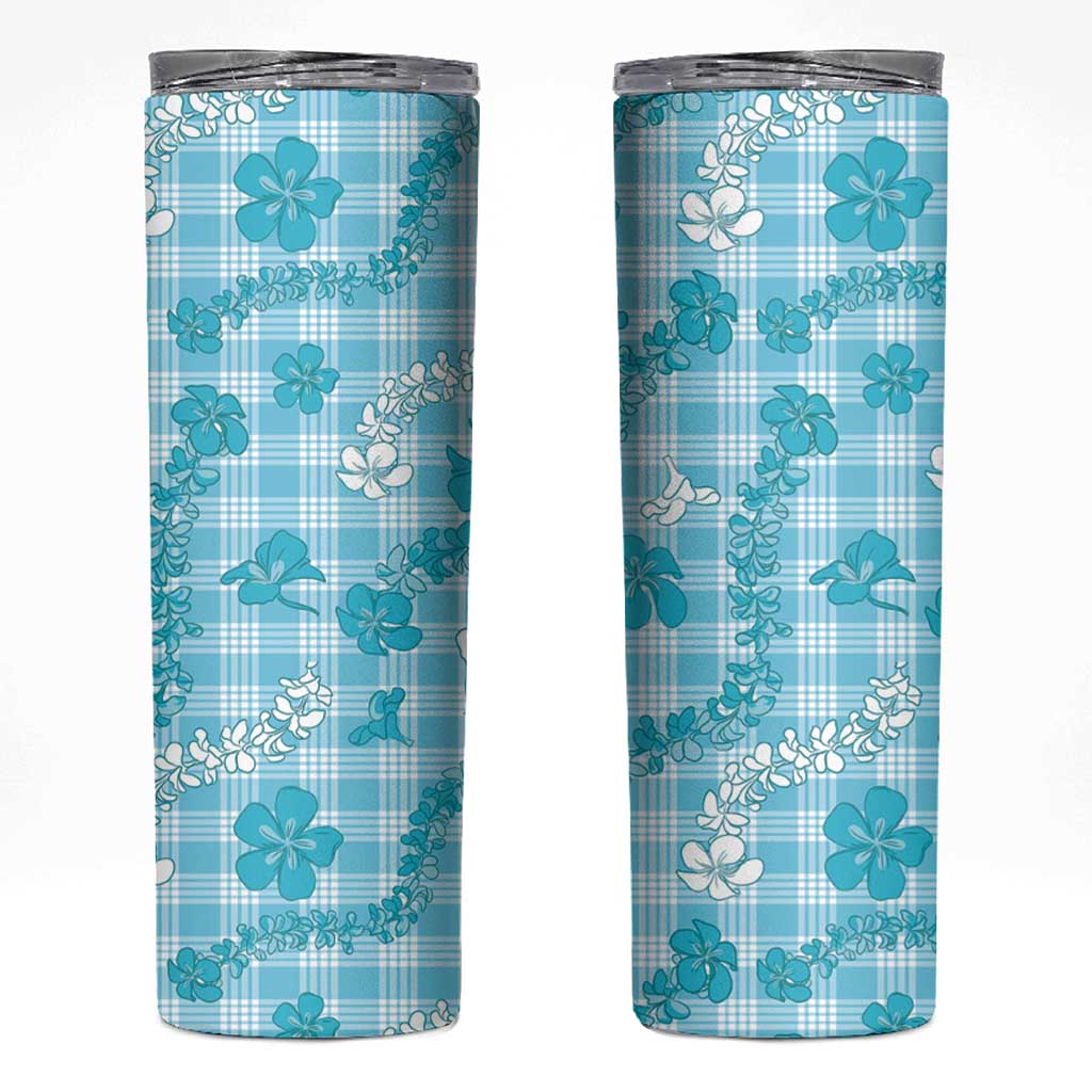 Polu Aloha Hawaii Skinny Tumbler Plumeria Lei With Palaka Motif - Polynesian Pride