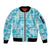 Polu Aloha Hawaii Sleeve Zip Bomber Jacket Plumeria Lei With Palaka Motif - Polynesian Pride