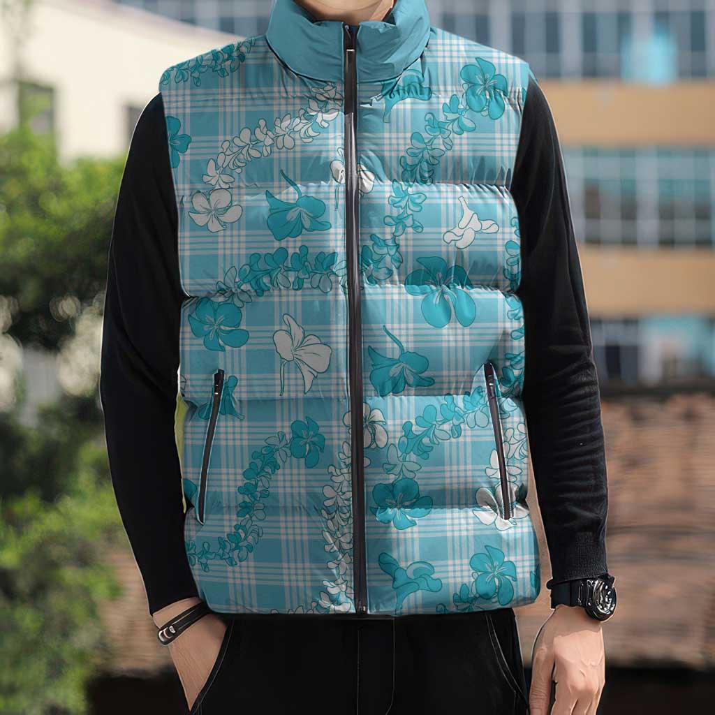 Polu Aloha Hawaii Sleeveless Puffer Jacket Plumeria Lei With Palaka Motif LT14 - Polynesian Pride