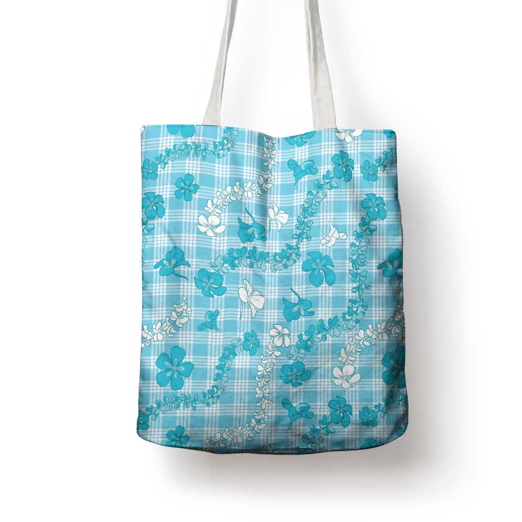 Polu Aloha Hawaii Tote Bag Plumeria Lei With Palaka Motif - Polynesian Pride
