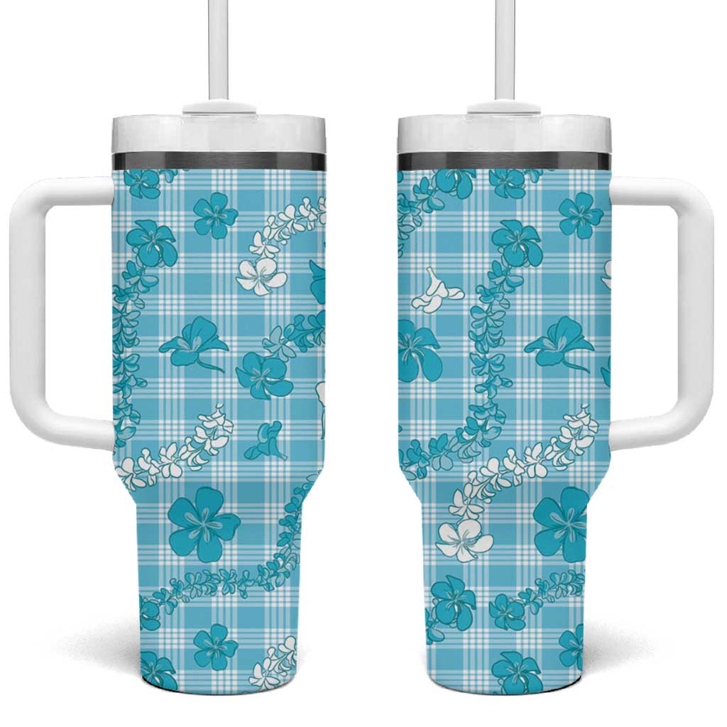 Polu Aloha Hawaii Tumbler With Handle Plumeria Lei With Palaka Motif - Polynesian Pride