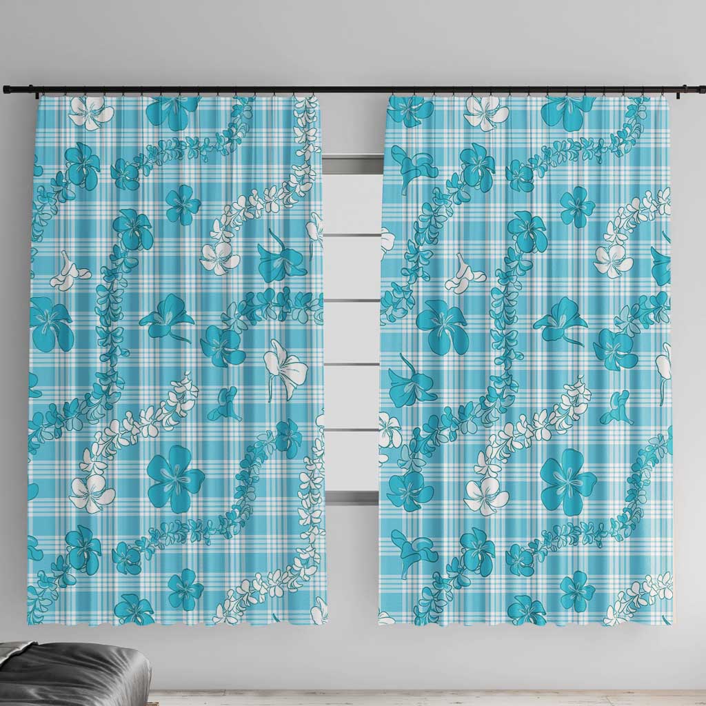 Polu Aloha Hawaii Window Curtain Plumeria Lei With Palaka Motif - Polynesian Pride