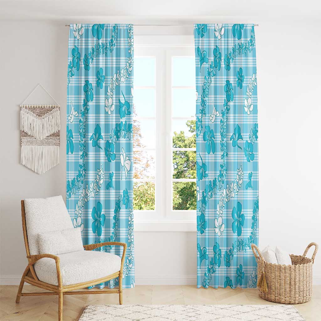 Polu Aloha Hawaii Window Curtain Plumeria Lei With Palaka Motif LT14 - Polynesian Pride