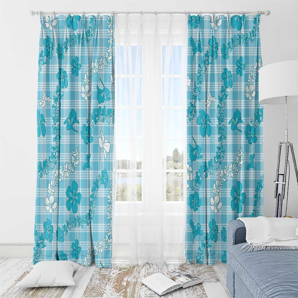 Polu Aloha Hawaii Window Curtain Plumeria Lei With Palaka Motif LT14 - Polynesian Pride