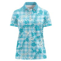 Polu Aloha Hawaii Women Polo Shirt Plumeria Lei With Palaka Motif - Polynesian Pride