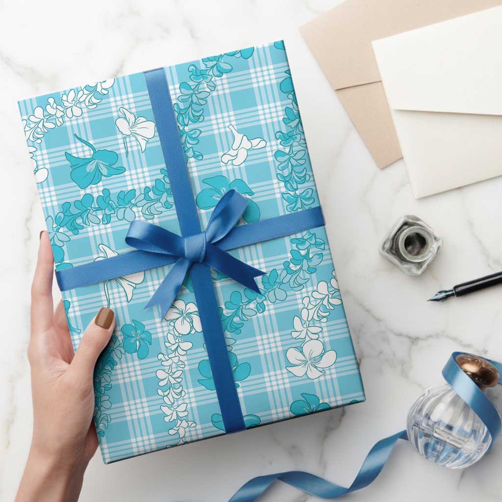 Polu Aloha Hawaii Wrapping Paper Plumeria Lei With Palaka Motif - Polynesian Pride