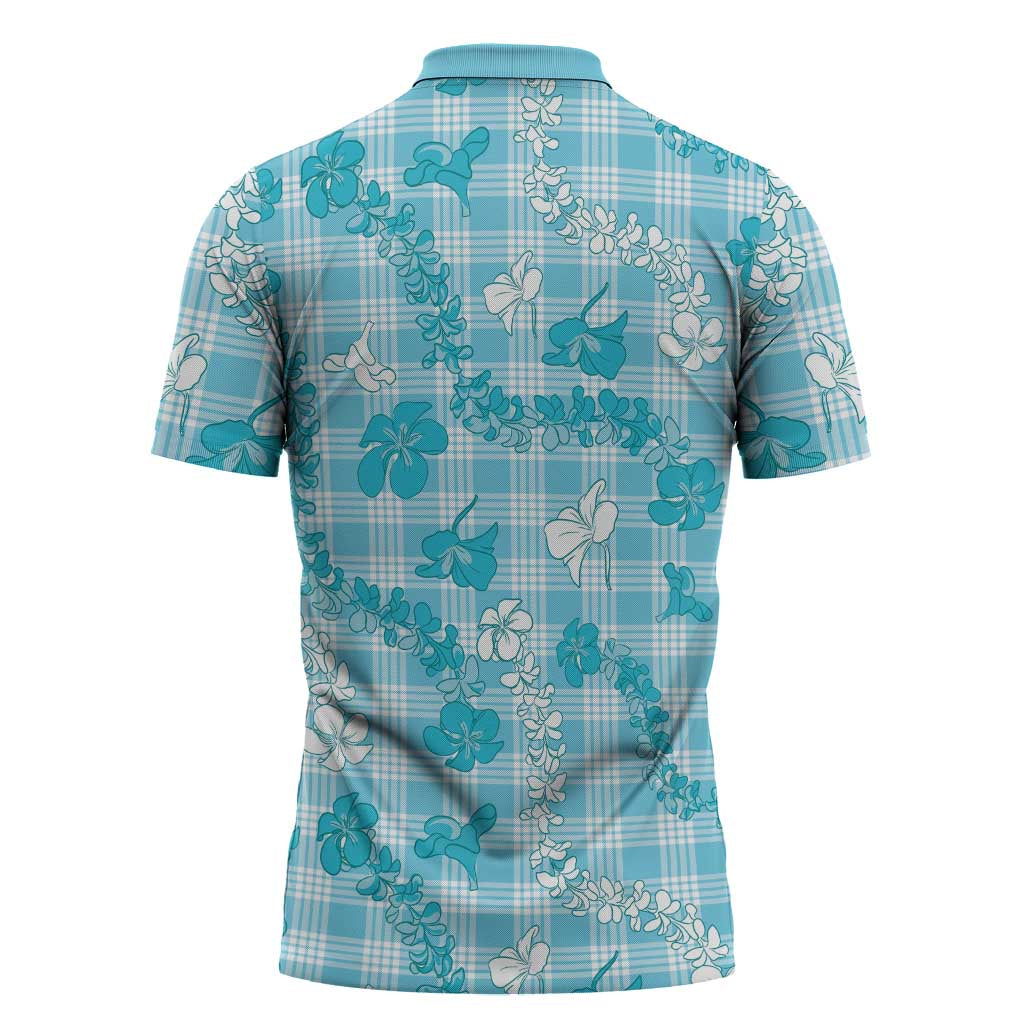 Polu Aloha Hawaii Zipper Polo Shirt Plumeria Lei With Palaka Motif - Polynesian Pride