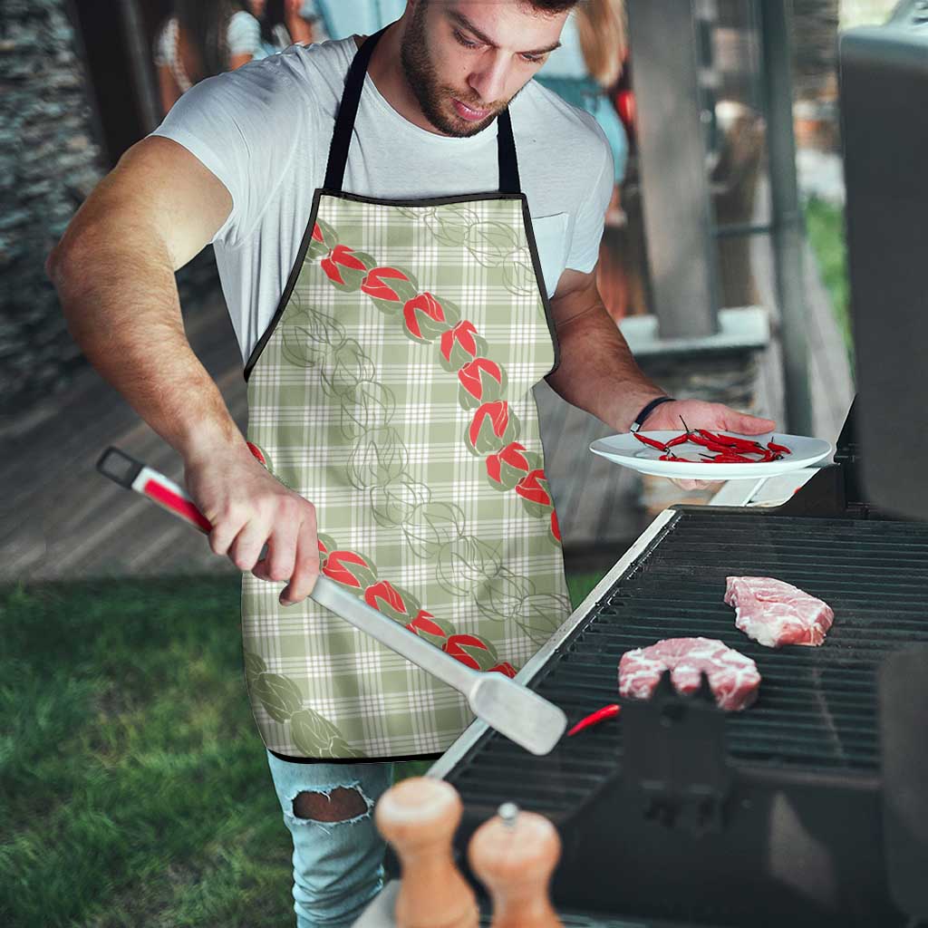 Omaomao Aloha Hawaii Apron Rosebud Lei With Palaka Motif - Polynesian Pride