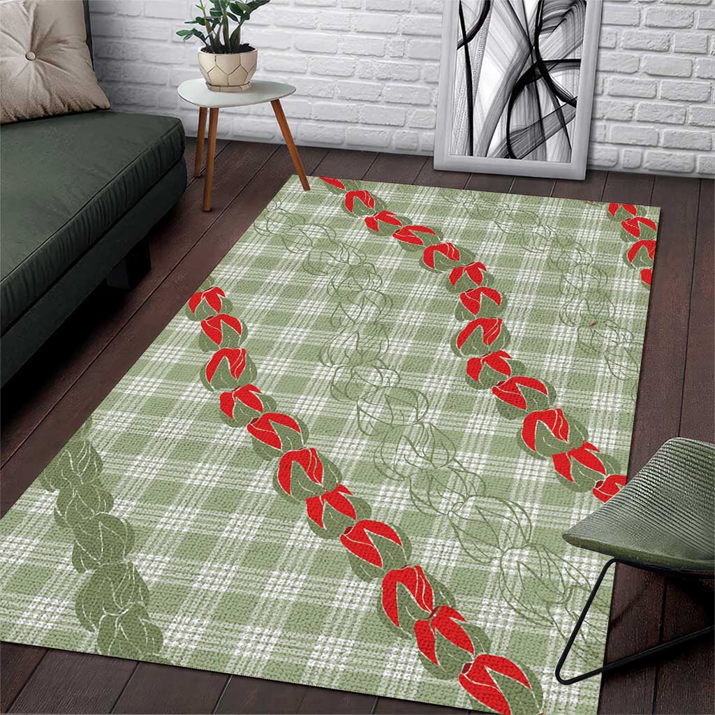 Omaomao Aloha Hawaii Area Rug Rosebud Lei With Palaka Motif - Polynesian Pride
